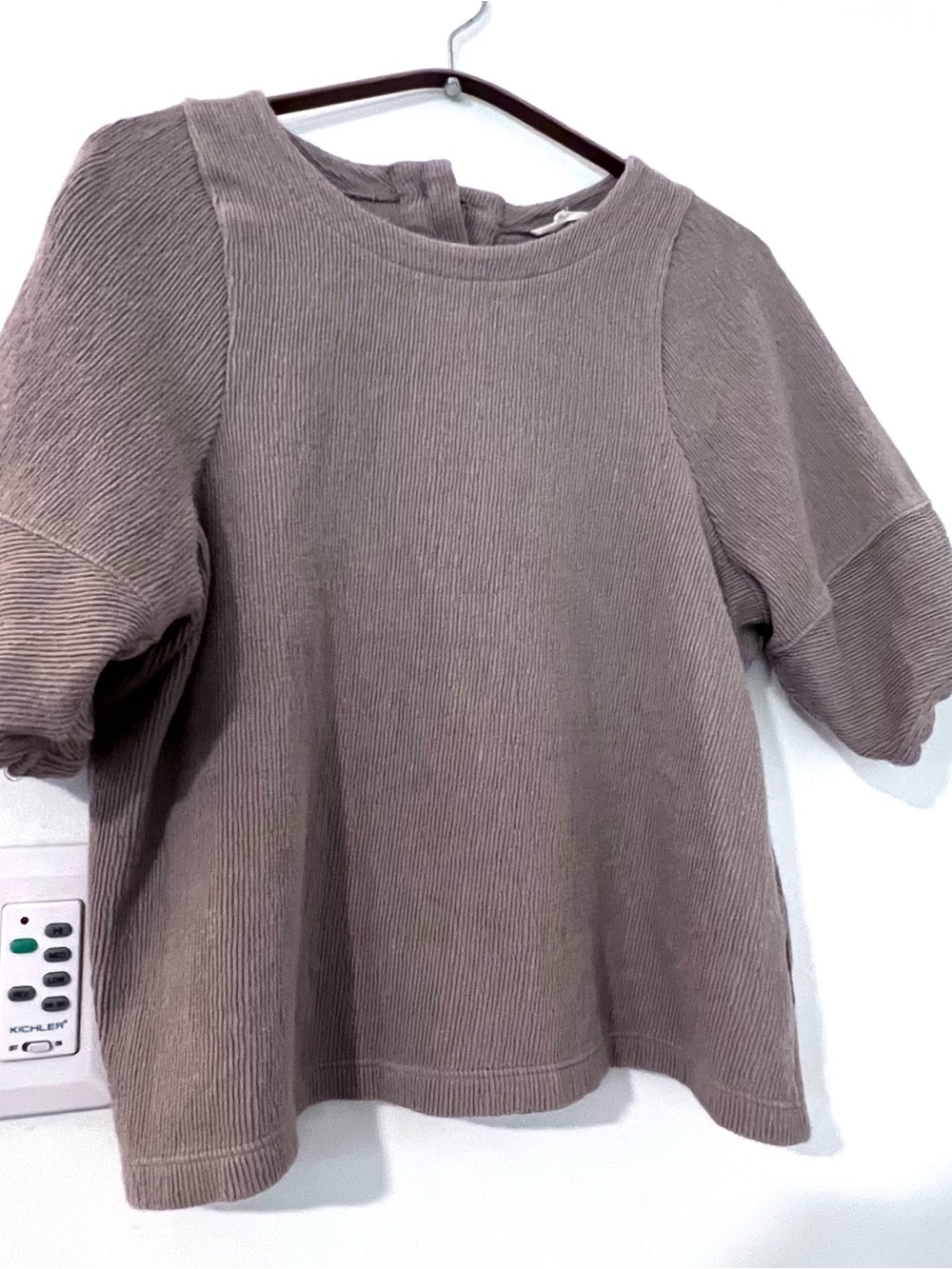 Madewell Ottoman Jacquard Button-Back Top - Taupe Brown Small